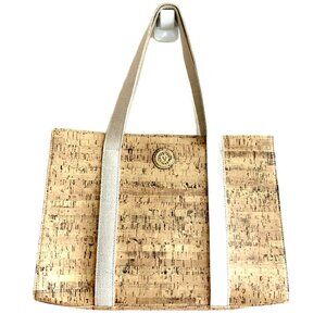 Anne Klein Cork Tote Bag Polka Dot Lining